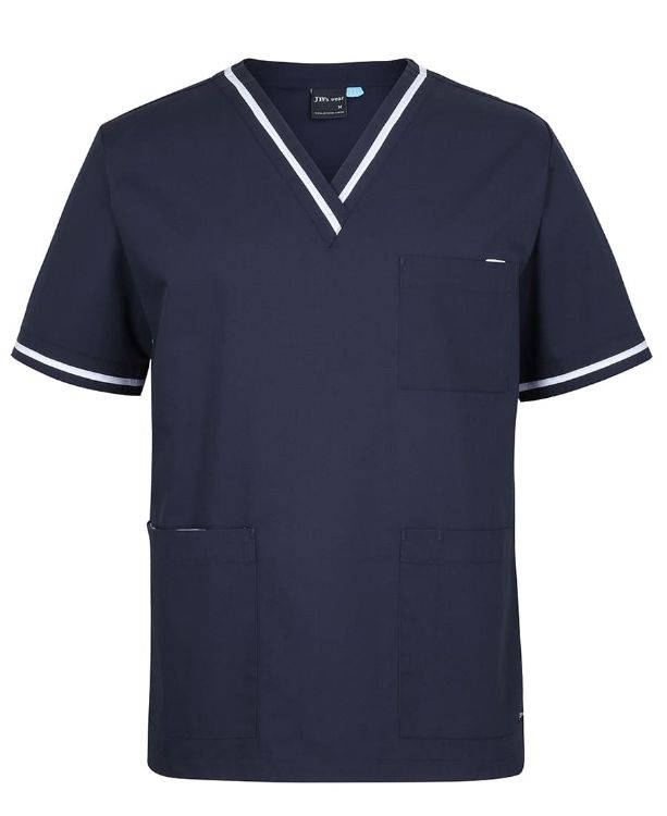 Picture of JB's Contrast Unisex Scrubs Top Navy/Aqua
