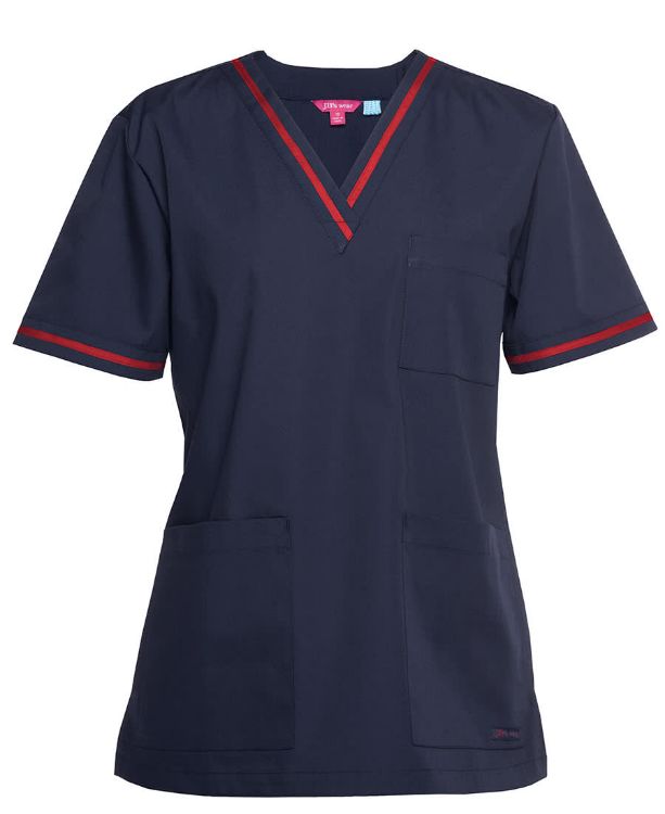 Picture of JB's Contrast Ladies Scrubs Top Navy/Aqua