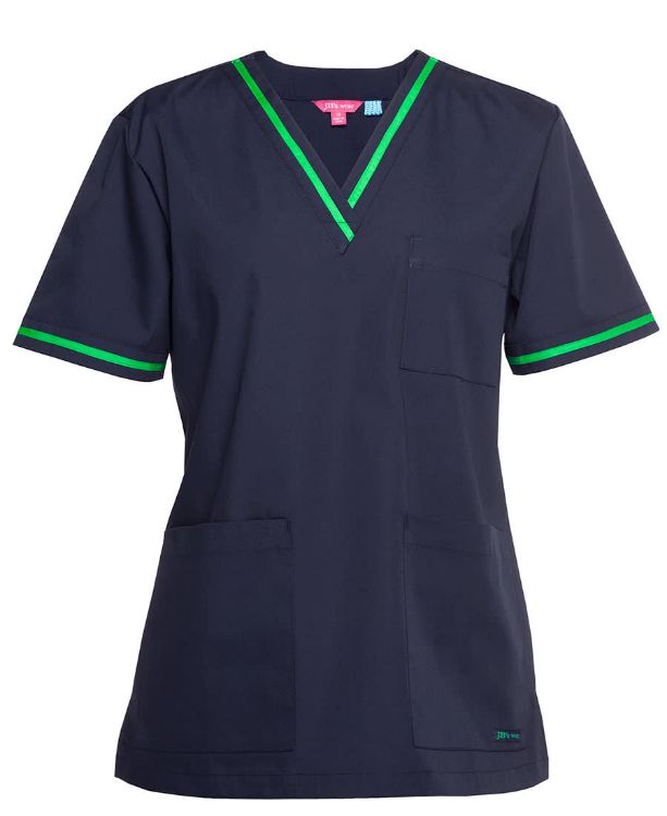 Picture of JB's Contrast Ladies Scrubs Top Navy/Aqua