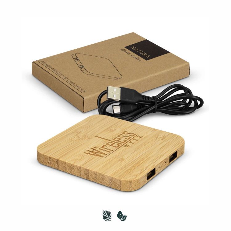 Picture of NATURA Bamboo Wireless Fast Charging Hub