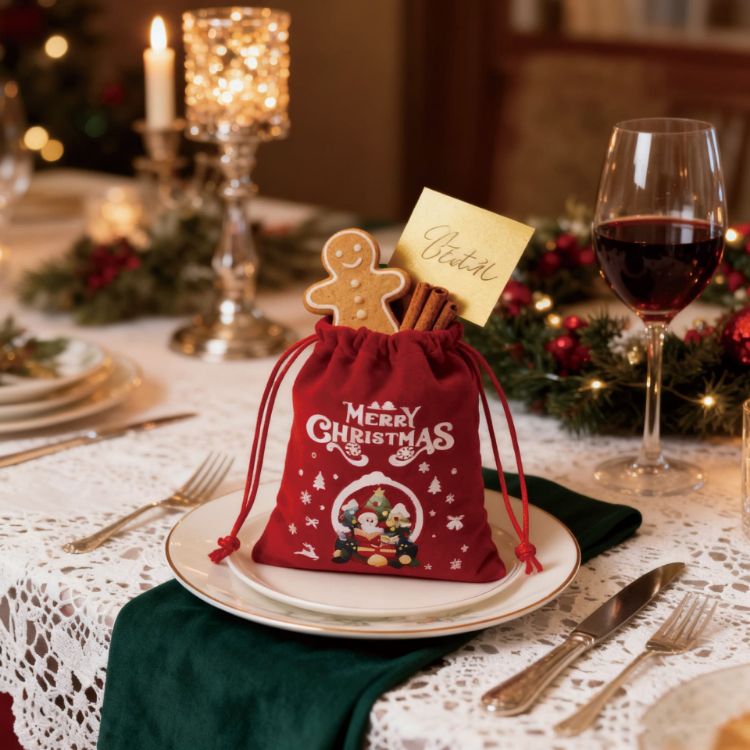 Picture of Christmas Drawstring Gift Bags