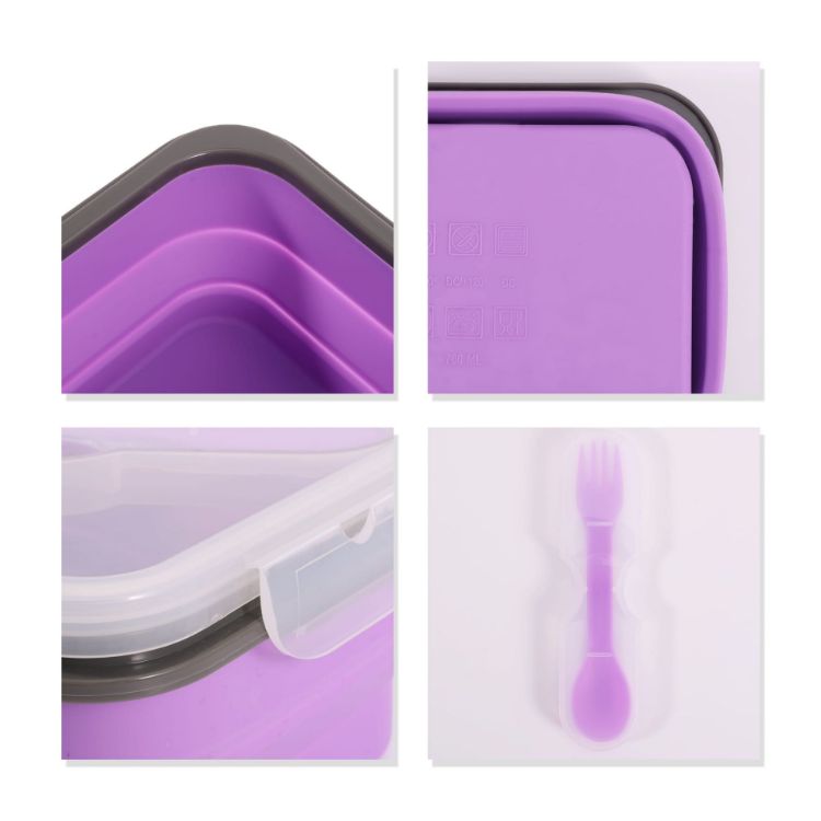 Picture of Silicone Food Storage Container with Fork Spoon
