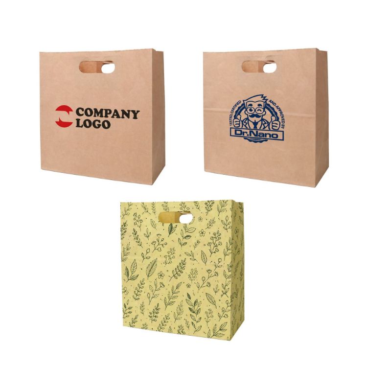 Picture of Die Cut Brown Kraft Paper Bag (280 x 280 x 150mm)
