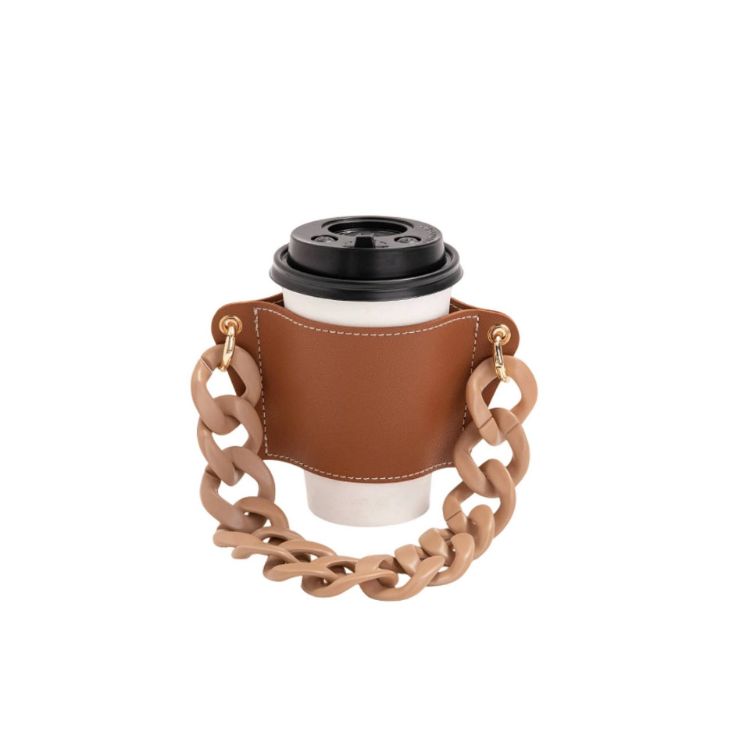 Picture of Leather Water Bottle Holder With Acrylic Strap