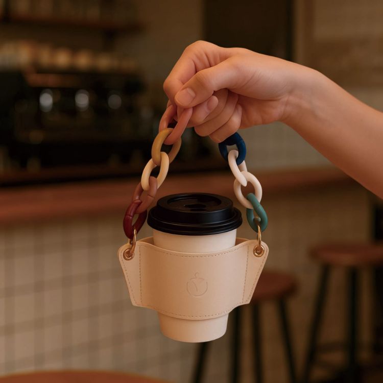 Picture of Leather Water Bottle Holder With Acrylic Strap