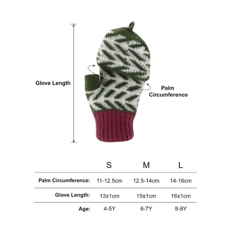 Picture of Kids Jacquard Fingerless Gloves with Flip Cover