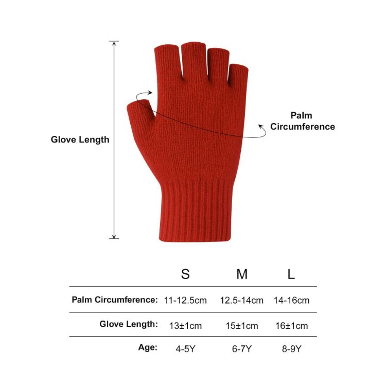 Picture of Kids Plain Knitted Fingerless Gloves with Woven Label