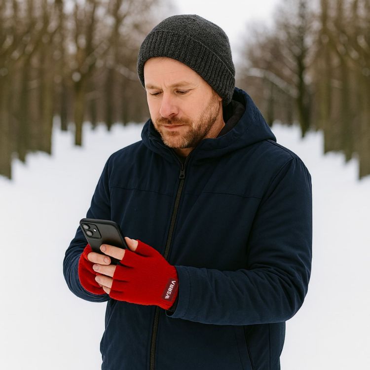 Picture of Adults Plain Knitted Fingerless Gloves with Woven Label
