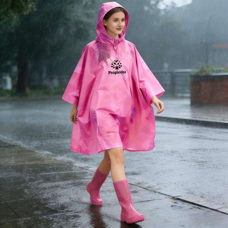 Picture of Reusable Adult PEVA Screen Print Rain Poncho