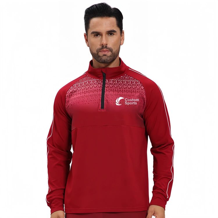 Picture of Polyester Spandex Sublimated Stand-Up Collar 1/4 Zip Splicing Raglan Jacket