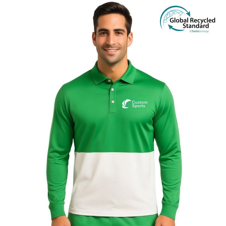 Picture of Unisex Adults RPET Milk Silk Sublimated Basic Long Sleeves POLO
