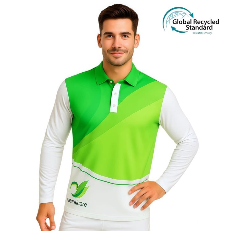 Picture of Unisex Adults RPET Micro Mesh Sublimated Basic Long Sleeves POLO