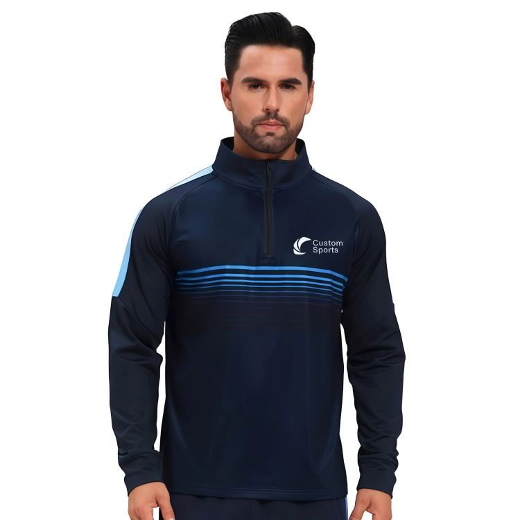 Picture of Polyester Spandex Sublimated High Stand-Up Collar  1/4 Zip Raglan Jacket