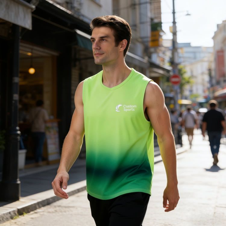 Picture of 100% Polyester Micro Mesh Sublimated Crew Neck Sleeveless Loose Singlet