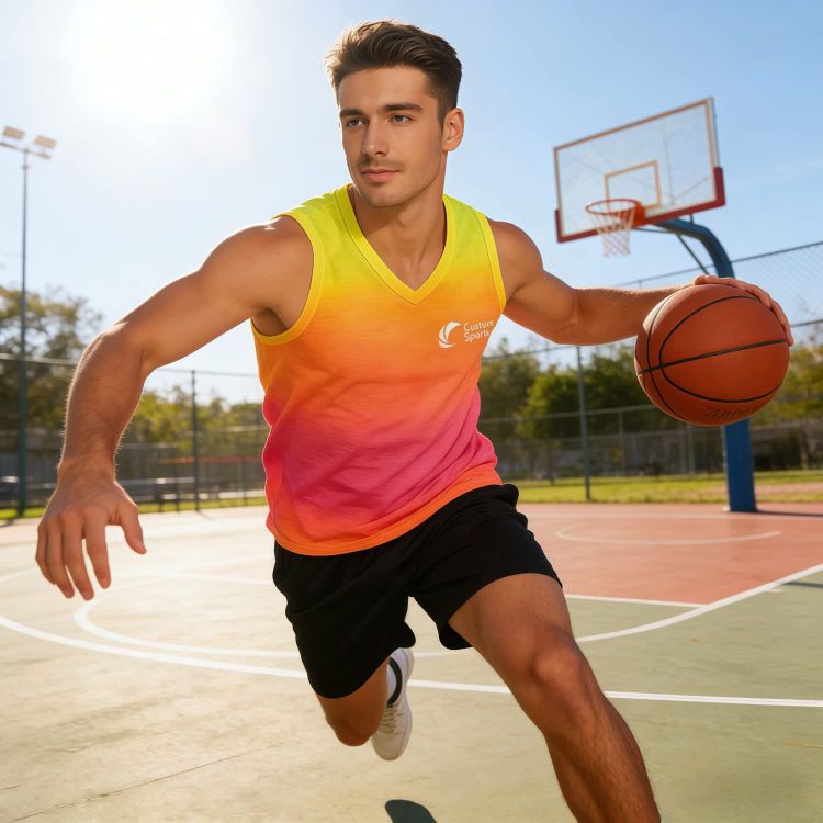 Picture of 100% Polyester Micro Mesh Sublimated V-Neck Singlet