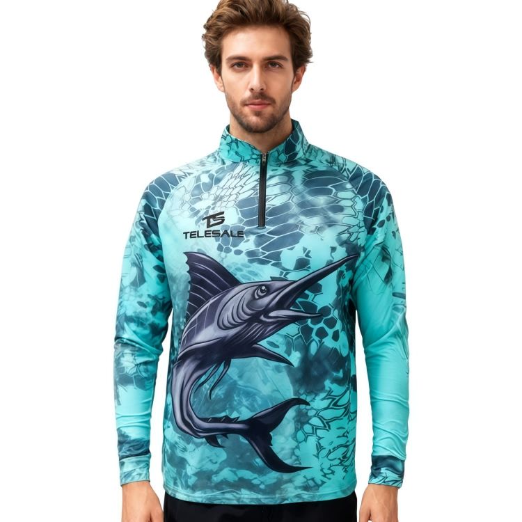 Picture of Men's Polyester Spandex Sublimated 1/4 Zip Fishing Pullover