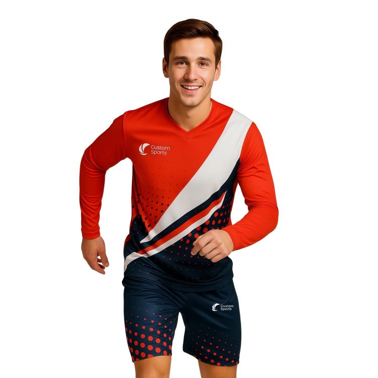 Picture of Unisex Adults 100% Polyester Micro Mesh V-Neck Long Sleeves Football Jersey