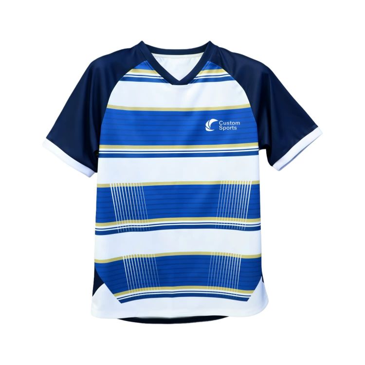 Picture of 100% Polyester Micro Mesh Sublimated Asymmetric Bottom Hem V-Neck Raglan Tee Shirt