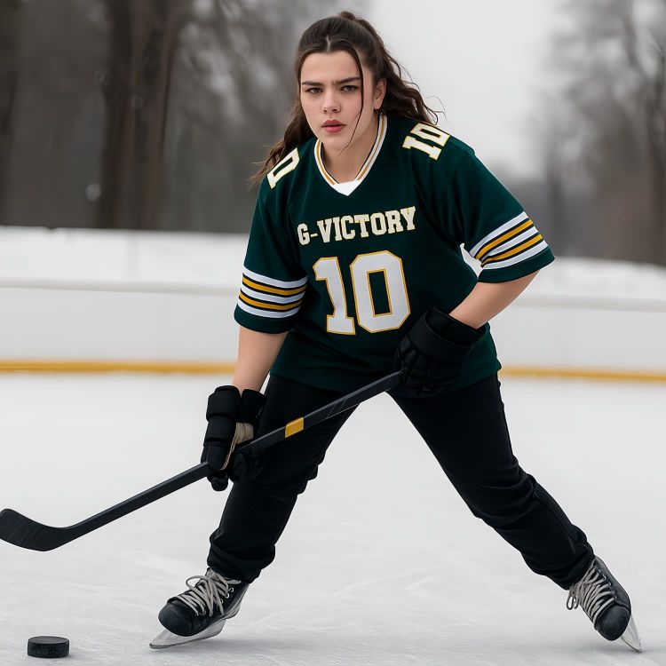 Picture of 100% Polyester Unisex Sublimation Loose Retro V-Neck Hockey Jersey