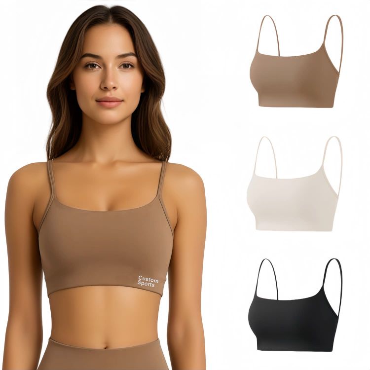 Picture of Women's Seamless Thin-Strap U-Back Yoga Crop Bra Tank