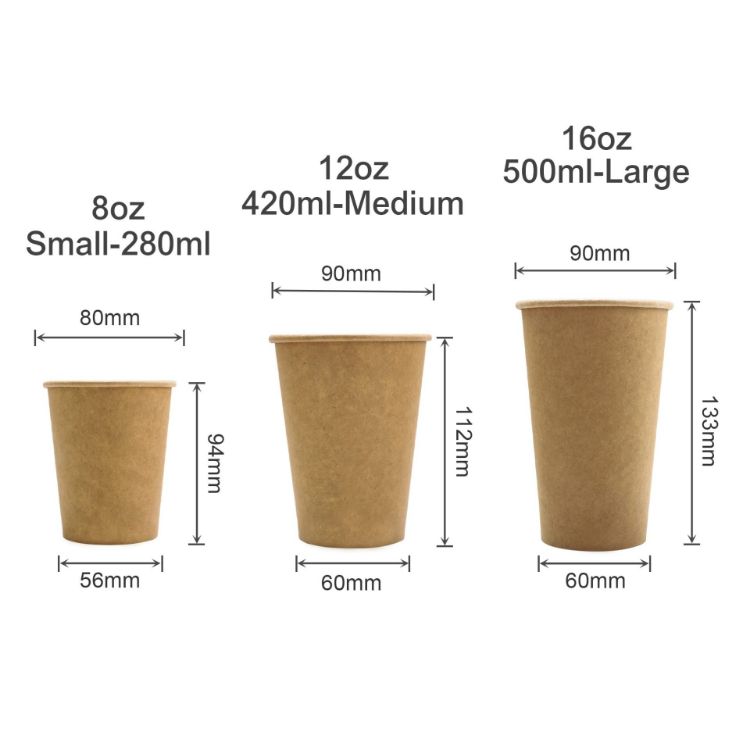 Picture of Home Compostable Aqueous Single Wall Kraft Paper Cups