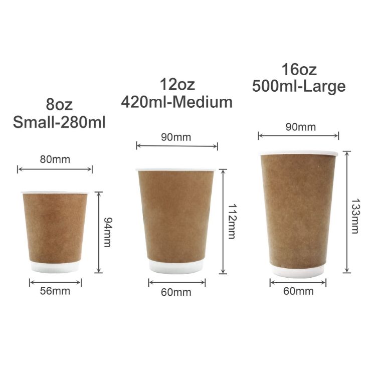 Picture of PLA Double Wall Compostable Kraft Paper Cups