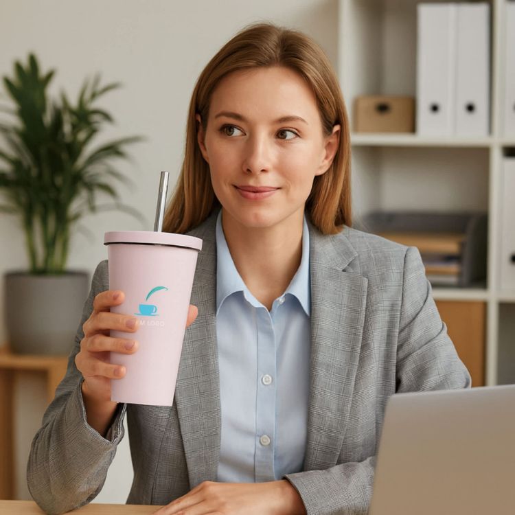 Picture of 480ML/650ML Double Wall Stainless Steel Tumbler with Straw