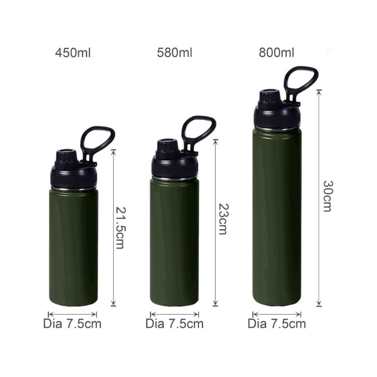 Picture of 450ML/580ML/800ML Stainless Steel Double Wall Vacuum Drink Bottle with Carry Handle