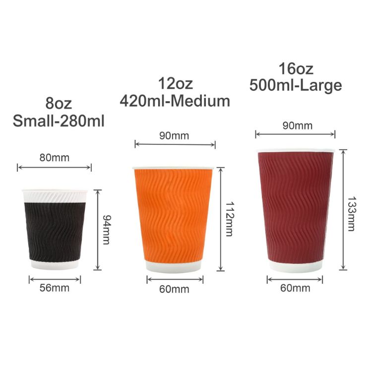 Picture of PLA Double Wall Corrugated Compostable Paper Cups