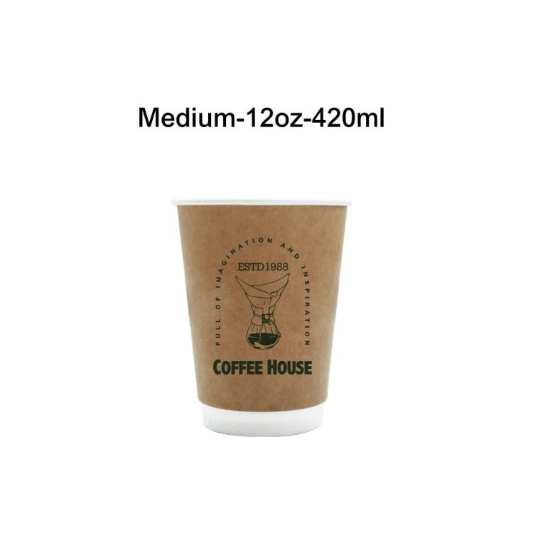 Picture of Home Compostable Aqueous Double Wall Kraft Paper Cups