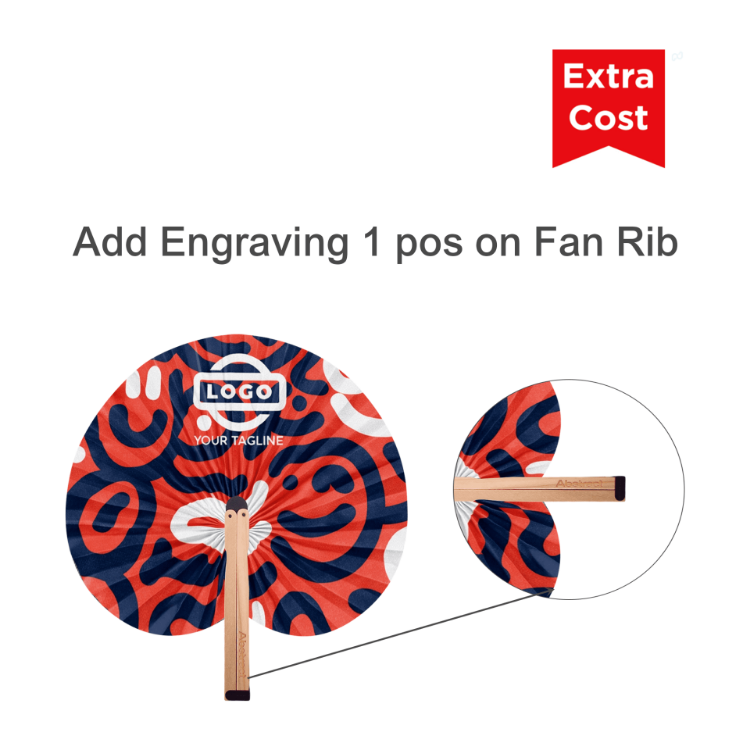 Picture of Peach Shape Wooden Paper Fan