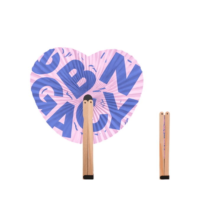 Picture of Heart Shape Wooden Paper Fan
