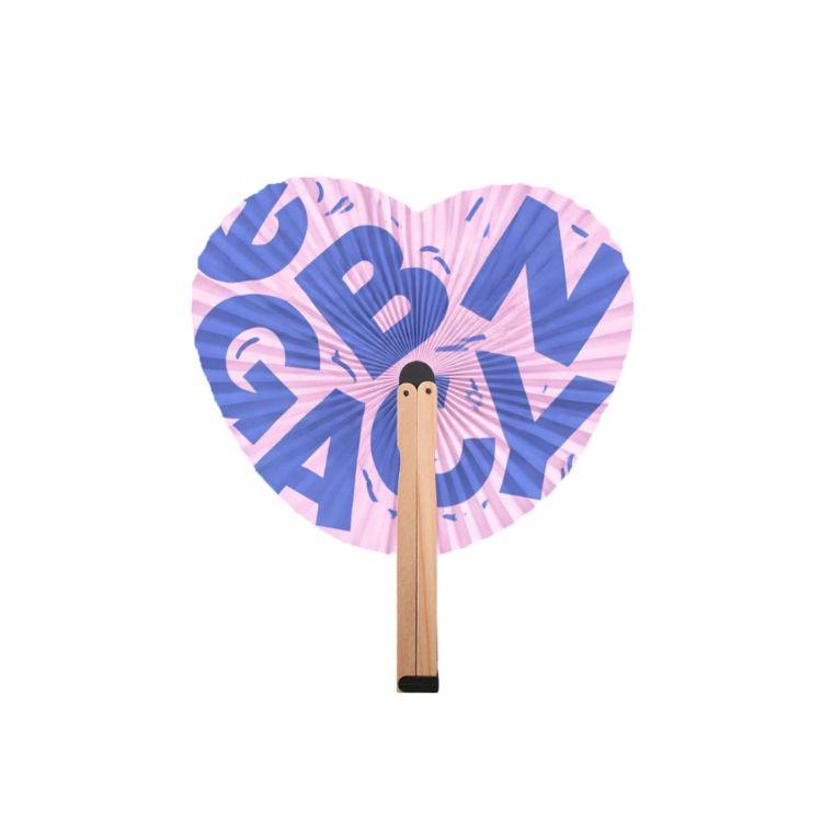 Picture of Heart Shape Wooden Paper Fan