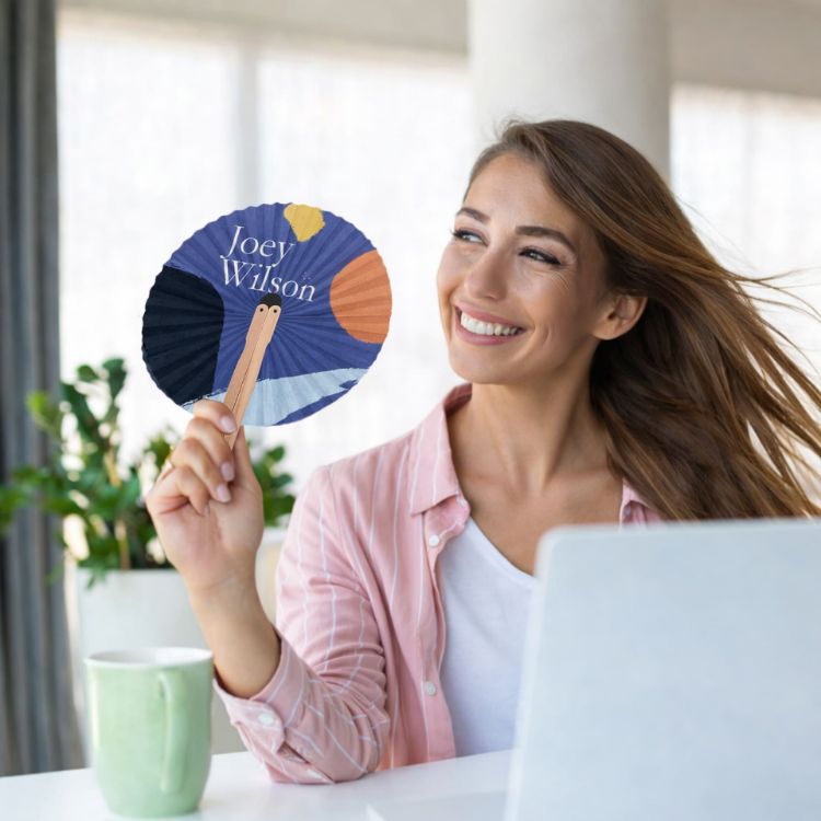 Picture of Round Wooden Paper Fan