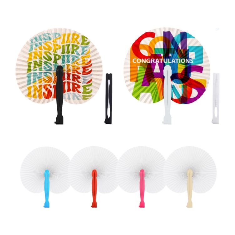 Picture of Peach Shape Plastic Handle Paper Fan