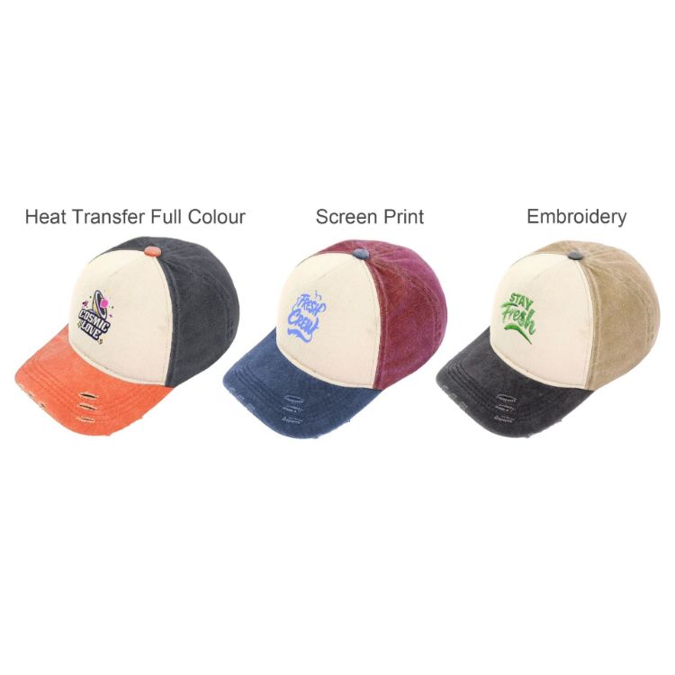 Picture of 5 Panel Distressed Cotton Baseball Cap