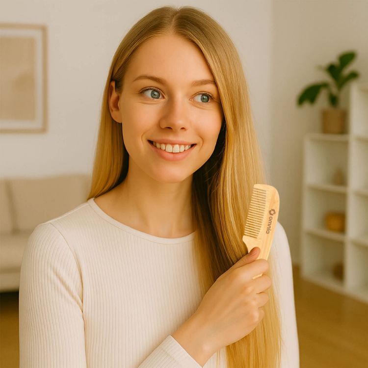 Picture of Natural Small Bamboo Comb With Handle