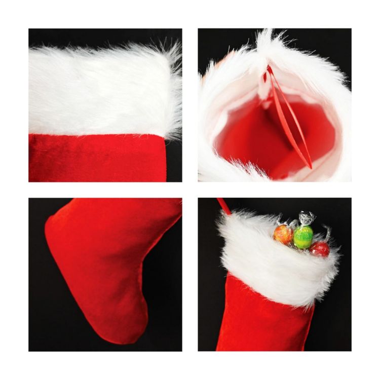 Picture of Red and White Embroidered Christmas Stocking