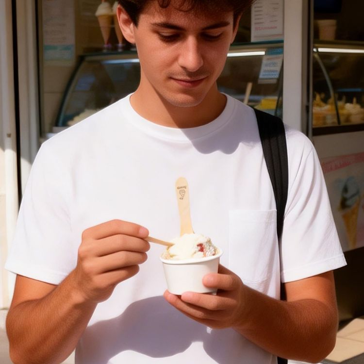 Picture of Pack of 100 Wooden Ice Cream Spoons Sticks