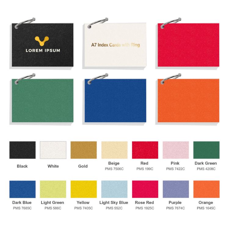 Picture of A7 Pearlescent Index Cards with Ring