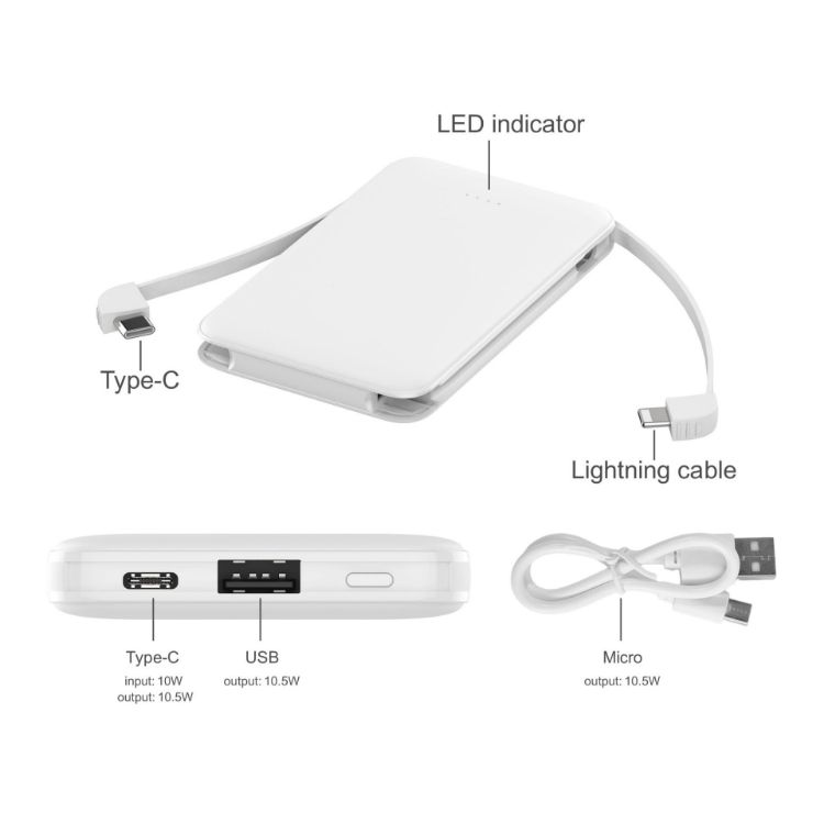Picture of 5000mAh Slim  Power Bank with Charging Cable