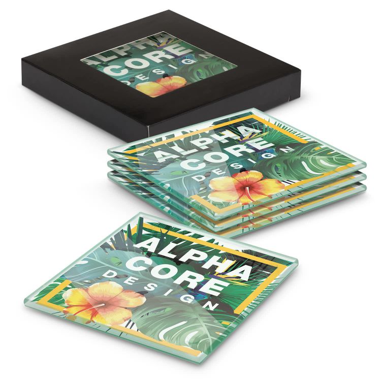 Picture of Venice Glass Coaster - Set of 4 - Square - Full Colour