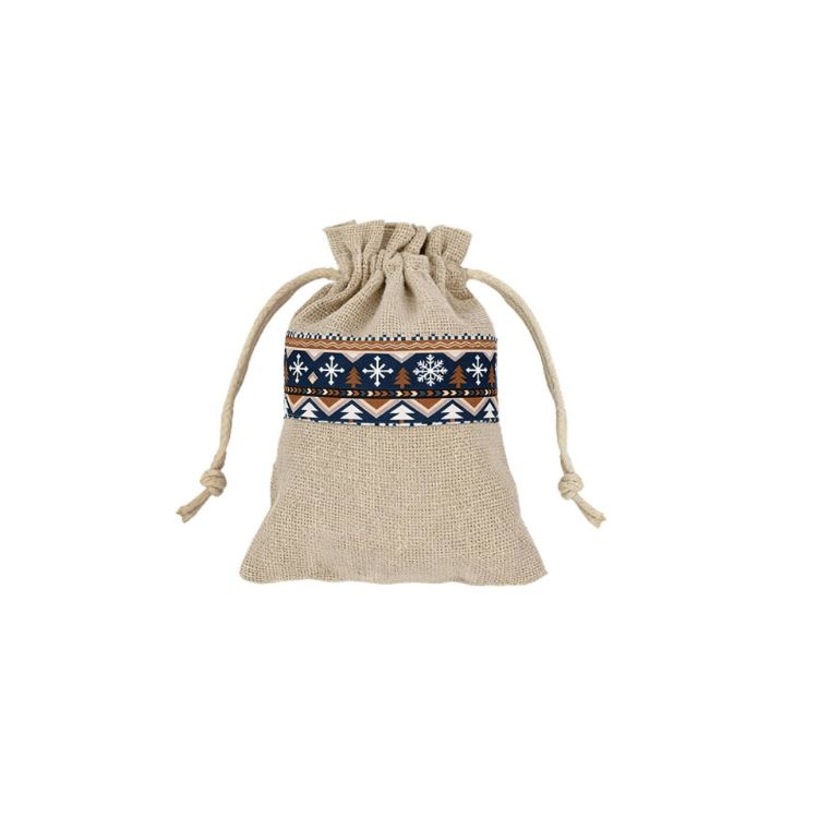 Picture of Cotton Linen Patchwork Drawstring Bags