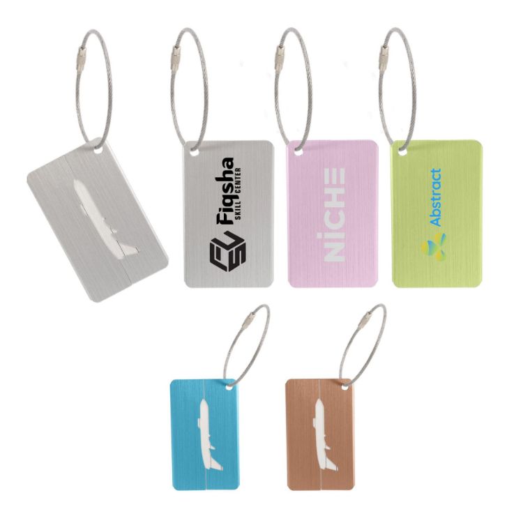 Picture of Plane Square Brushed Aluminium Luggage Tag