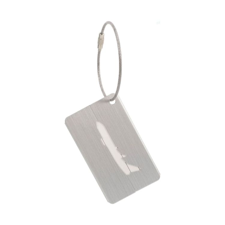 Picture of Plane Square Brushed Aluminium Luggage Tag