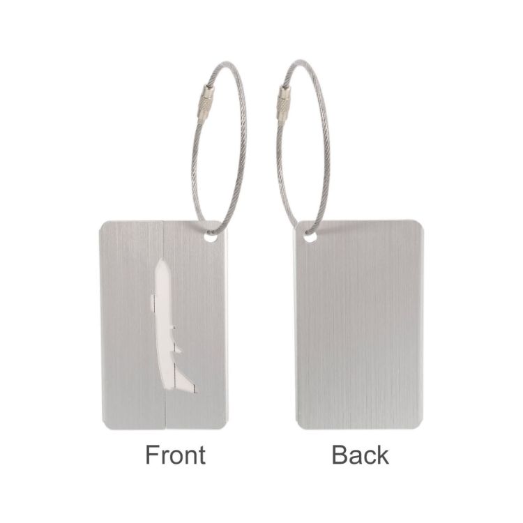 Picture of Plane Square Brushed Aluminium Luggage Tag
