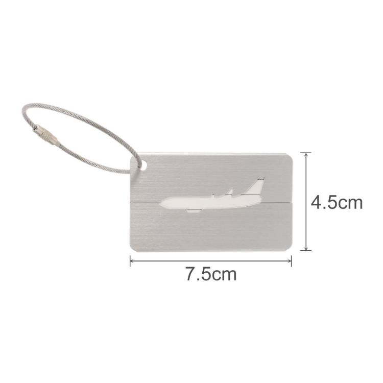 Picture of Plane Square Brushed Aluminium Luggage Tag