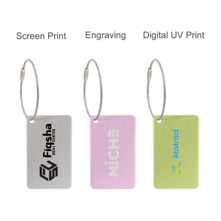 Picture of Plane Square Brushed Aluminium Luggage Tag