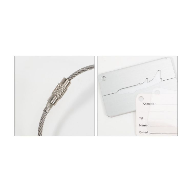 Picture of Plane Square Brushed Aluminium Luggage Tag