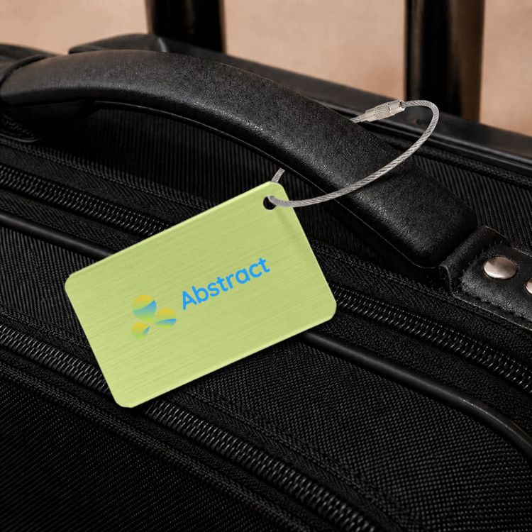 Picture of Plane Square Brushed Aluminium Luggage Tag